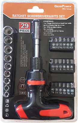 HZE-8365 29pc Ratchet Screwdriver&Bits Set 