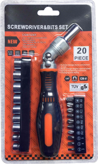 HZE-8354 21pc Ratchet Screwdriver&Bits Set 