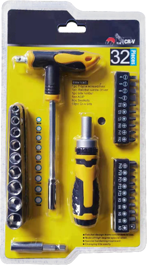 HZE-9109 32pc Ratchet Screwdriver&Bits Set 