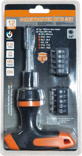 HZE-8364 12pc Ratchet Screwdriver&Bits Set 