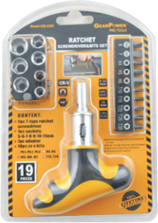 HZE-8355 19pc T-type Ratchet Screwdriver&Bits Set